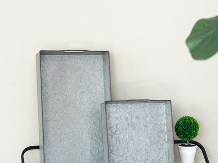 Decorative Galvanized Nesting Trays (Set of 3) - Gray
