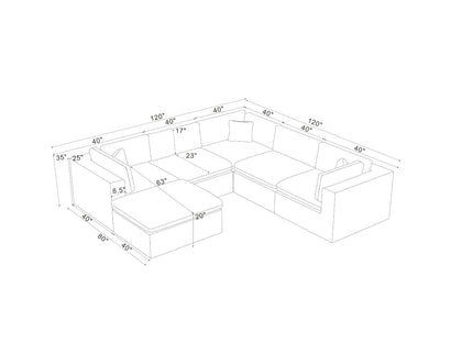 Custom Configuration Modular Sectional & Toss Pillows