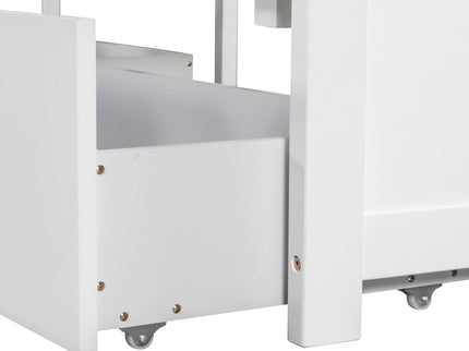 L Shaped Platform Bed With Trundle And Drawers Linked With Built In Desk