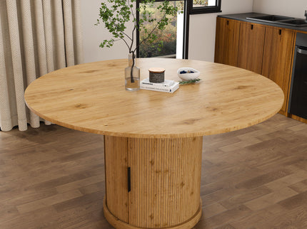 Extendable Oval Dining Table With 2 Tier Storage - Oak