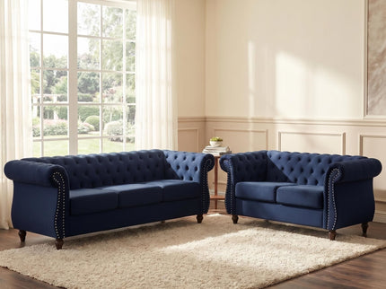 Chesterfield Button Tufted Loveseat With Rolled Arms