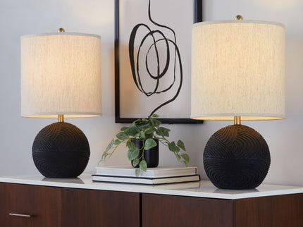 Kona - Contemporary Table Lamp (Set of 2) - Matte Black / Natural