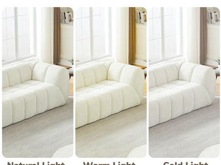Quilted Cloud Sofa With Rounded Armrests And Piano Key Backrest Design