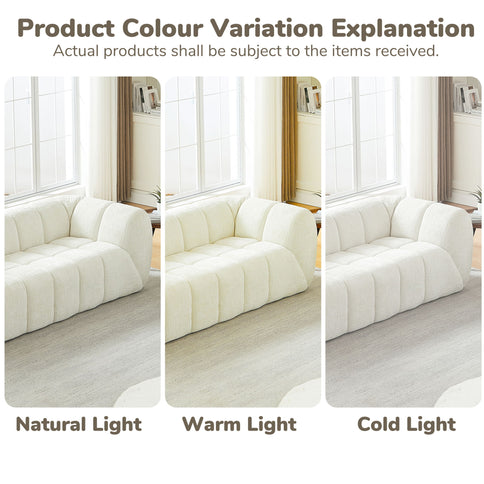 Quilted Cloud Sofa With Rounded Armrests And Piano Key Backrest Design