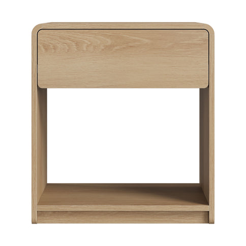 Bedside Table With Storage Drawers And Open Shelves (Set of 2) - Oak