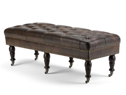 Henley - Tufted Ottoman Bench - Distressed Brown