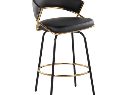 Jie - Fixed Height Contemporary Counter Stool With Swivel Round Footrest (Set of 2)
