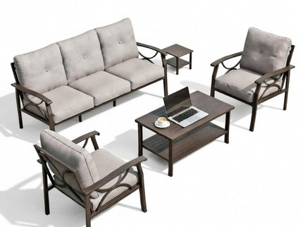 Patio Furniture Set With Coffee Table And Cushions For Backyard