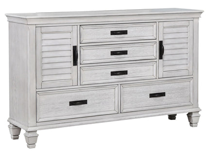 Lockeford - 5 Drawer Dresser With Side Cabinets - White
