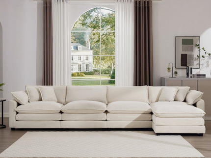 Modern Oversized Modular Cushion Sofa With Ottoman, Low Back, Deep Seating Sofa Set