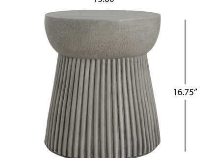 Modern Outdoor Lightweight Concrete Side Table With Hourglass Design - Light Gray