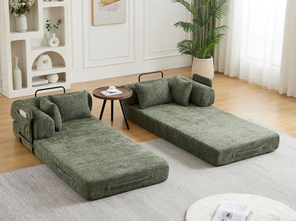 Convertible Sleeper Sofa Bed With Cylindrical Pillow