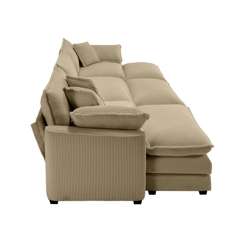 Oversized Modular Cushion Sofa With Ottoman, Low Back, Deep Seating Sofa Set