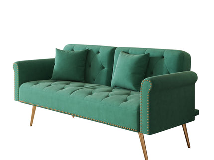 Luxurious Sofa Bed With Nail Head Trim And Matching Pillow