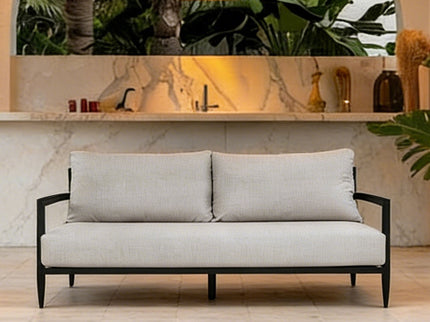 Outdoor Bench Seat Sofa, Sunbrella Cushion, Weather Resistant For Patio - Ember Black