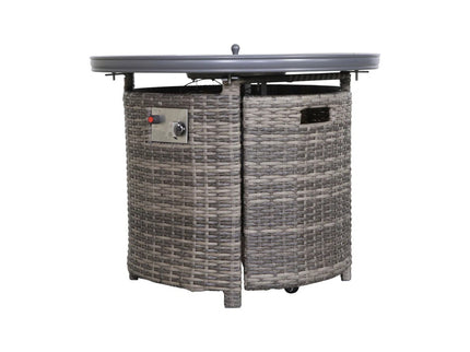 Wicker Outdoor Lounge Set With Cushions And Fire Pit