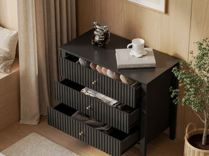 Fluted 3 Drawer Nightstand With Soft Close Slides