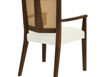 Mid Century Modern Arm Dining Chairs With Rattan Backrest