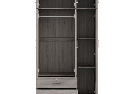 Modern 3 Door Mirror Wardrobe With 2 Drawers And Top Cabinet