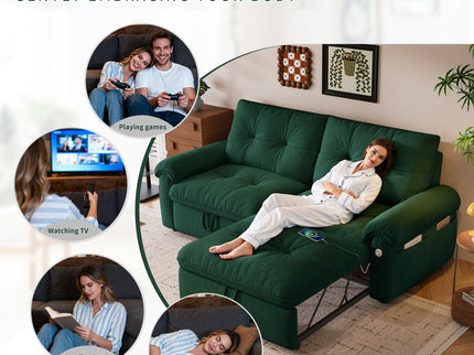 Cloud Like Convertible Sofa Bed For Living Rooms - Green