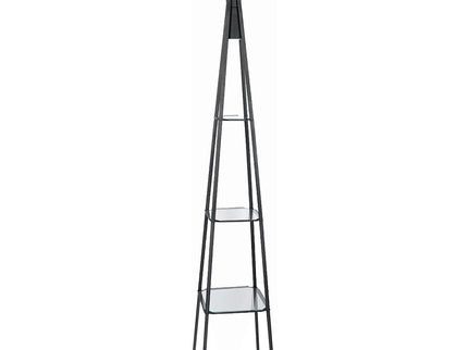 Sentinel - 3 Shelf Frosted Torchiere Floor Lamp With Shelves - Black