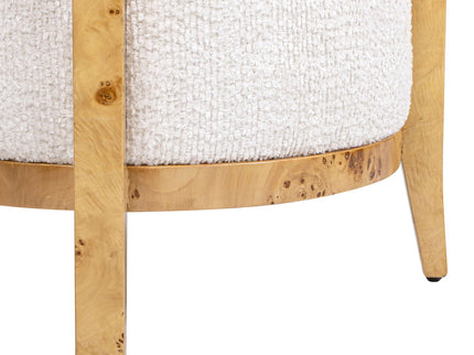 Madrid - Burl Barrel Accent Arm Chair - Seashell White