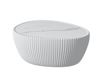 Goose Egg Shape Coffee Table For Living Room - White Pu