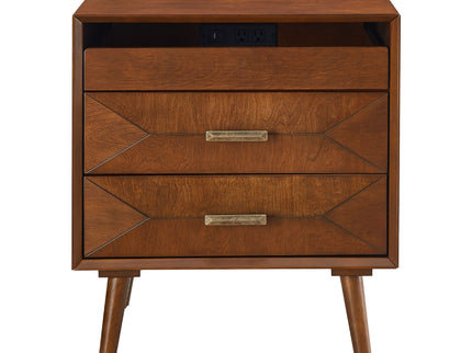 Nightstand With Charging Station, 2 Drawers And Open Shelf, USB / Type C Ports