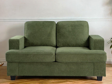 Modern Loveseat, Comfortable 2 Seater Couch With Deep Seating, Loose Back Cushions, Wide Arms