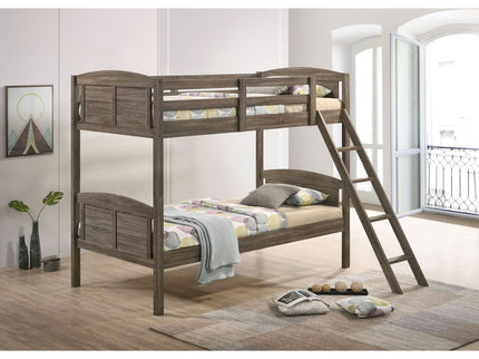 Shasta - Twin Over Twin Bunk Bed With 2 Twin Mattresses - Brown