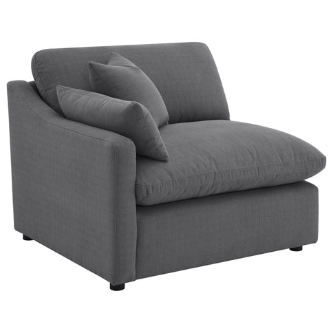 6 Piece Upholstered Modular Sectional Sofa With Reversible Cushions And Ottoman - Charcoal