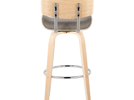 Lombardi - Mid Century Modern Fixed Height Barstool With Swivel With Round Footrest (Set of 2)