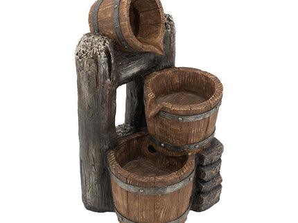Decorative 3 Tier Bucket Fountain With Lights And Pump - Brown