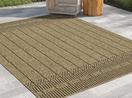 Earth - 5'3" X 7'3" Indoor, Outdoor Area Rug - Jute / Black