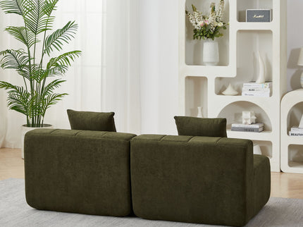 Modular Sectional Sofa With 2 Pillows, Symmetrical Design