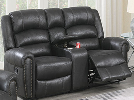 Power Reclining Loveseat With USB Port And Cup Holder Console - Black