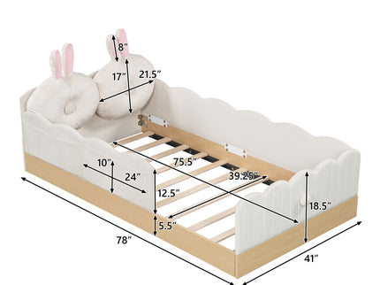 Platform Bed With Animal Pillows And Storage Bags