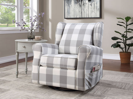 Patli - Glider Chair With Swivel - Gray / White