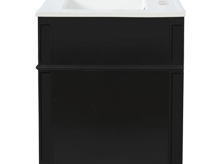 Wall Mounted Bathroom Vanity With Tip Out Drawer And Open Back Design