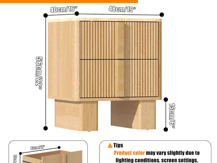 Nightstand With Charging Station And 2 Storage Drawers
