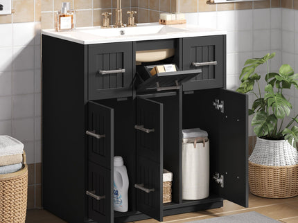 Bathroom Vanity With Undermount Sink, Soft-Close Doors, Drawers, Ceramic Sink