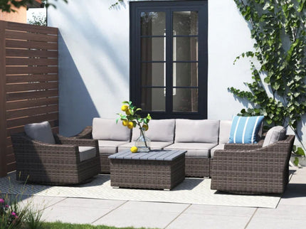 Stylish Sofa Seating Group With Cushions Perfect For Outdoor Gatherings