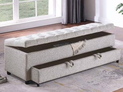 Storage Ottoman With Tufted Seat And Underseat Drawer