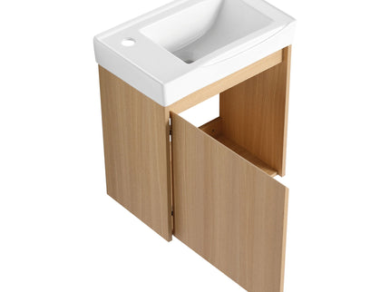 Modern Bathroom Vanity With Ceramic Basin, Wall Mounted Floating Sink Combo, Storage Cabinet