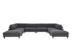 Dark Gray / 3 Pc. Stationary Sectional, 2 Ottomans