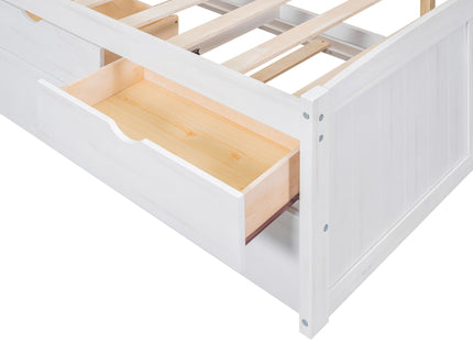 Captain Bed With Built In Bookshelves, 3 Storage Drawers, And Trundle
