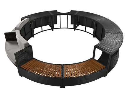 Spa Surround Spa Frame Patio Rattan Sofa Set With Storage Spaces, Mini Sofa And Comfortable Cushion For Patio, Backyard