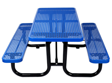 Rectangular Outdoor Steel Picnic Table With Umbrella Pole