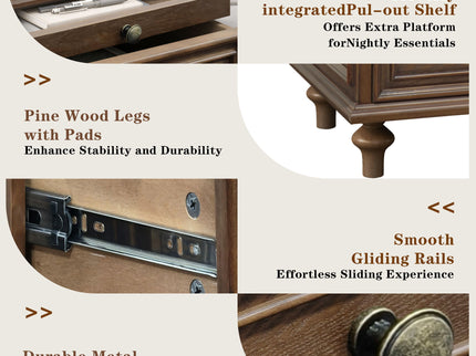 Farmhouse Nightstand With 4 Drawers