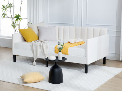Elena - Boucle Upholstered Daybed, Ribbed Tufted Backrest